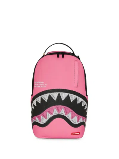Sprayground Shark Central Embroidered Backpack In Pink