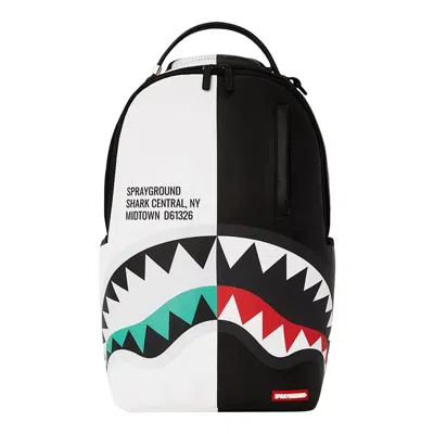 Pre-owned Sprayground Shark Central Inverted Split Dlxsv Backpack 'white/black' | Men's Size Onesize