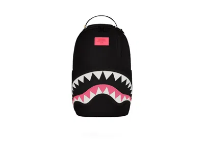 Pre-owned Sprayground Shark Central Nylon Backpack In Black/pink In Multi