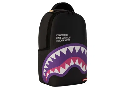 Pre-owned Sprayground Shark Central Purple Dlxsv Backpack In Black/violet