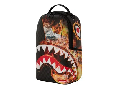 Pre-owned Sprayground Shark Check Backpack In Black Red Yellow White In Multi