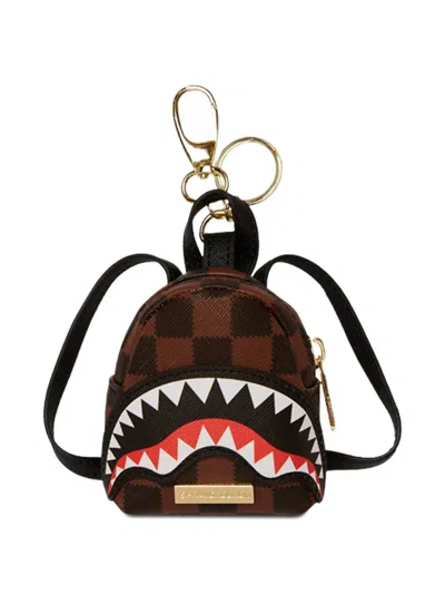Sprayground Shark-check Backpack Keyring In Brown