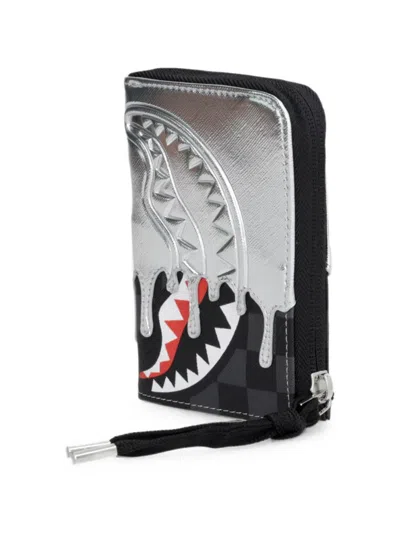 Sprayground Shark Check-pattern Wallet In Black