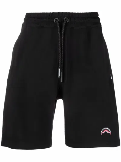 Sprayground Shark Embroidery Track Shorts In Black