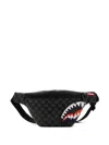 Sprayground Shark-face Checkered Belt Bag In Black