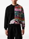 Sprayground Shark Graffiti-print Sweater In Black