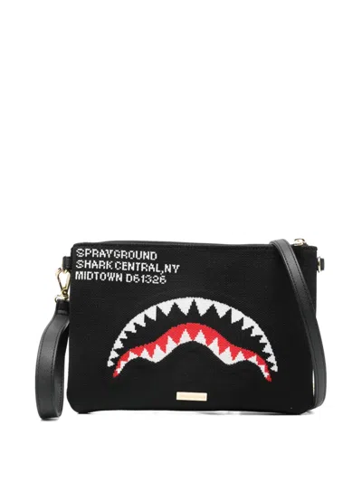 Sprayground Shark-graphic Clutch Bag In Black