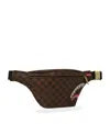Sprayground Shark In Paris Blur Belt Bag In Brown