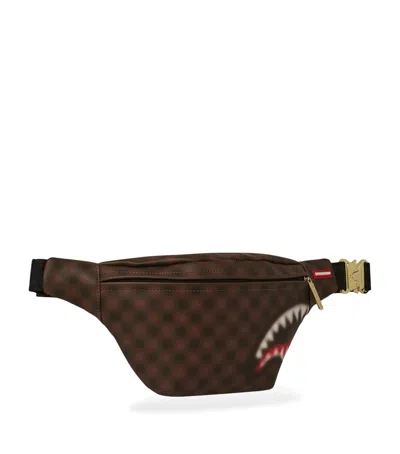 Sprayground Shark In Paris Blur Belt Bag In Brown