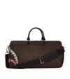 Sprayground Shark In Paris Blur Holdall In Brown