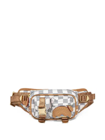 Sprayground Shark Mouth Check Belt Bag In White