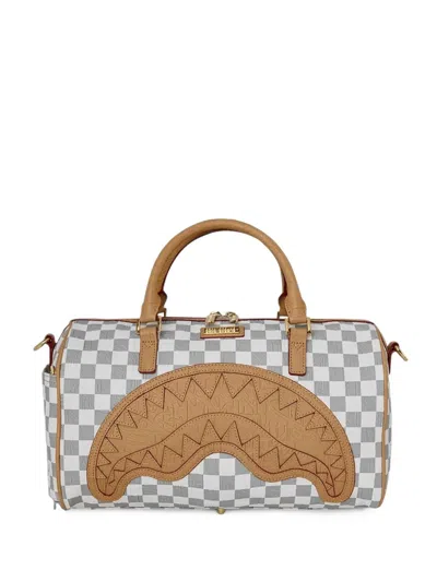 Sprayground Shark Mouth Checkerboard Holdall In Grey