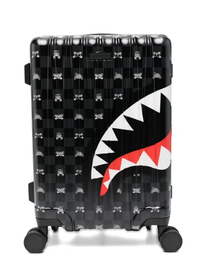 Sprayground Shark Mouth Checkerboard Suitcase In Red