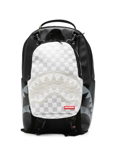 Sprayground Shark Mouth Checkered Backpack In Metallic