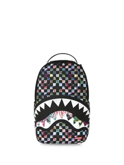 Sprayground Kids' Shark Mouth Checkered Backpack In Black