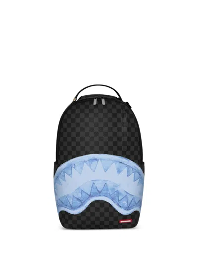 Sprayground Kids' Shark Mouth Checkered Backpack In Black