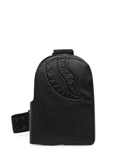 Sprayground Shark Mouth Embossed Sling Shoulder Bag In Purple