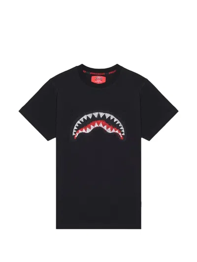 Sprayground Shark Mouth Embroidered T-shirt In Black