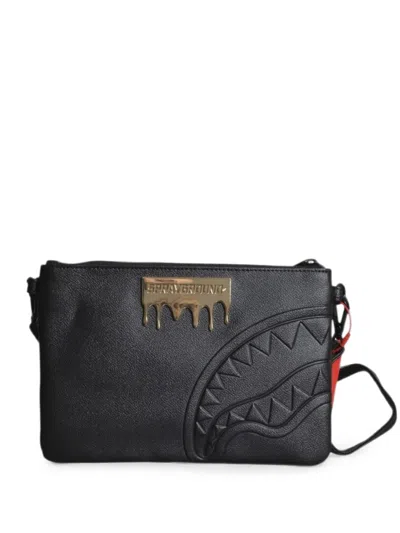 Sprayground Shark Mouth Logo-plaque Clutch Bag In Black