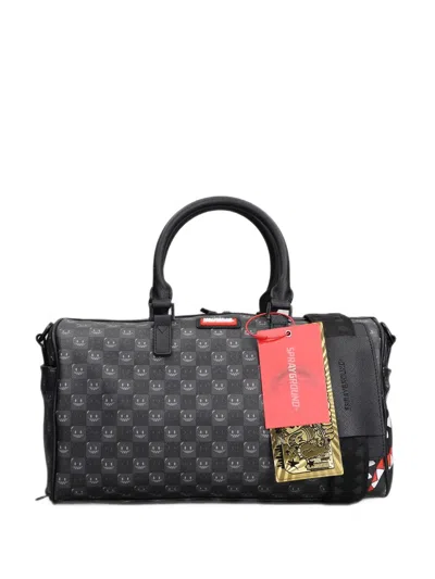 Sprayground Shark Mouth Monogram-print Shoulder Bag In Black