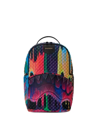 Sprayground Shark Paint-drip Backpack In Multi