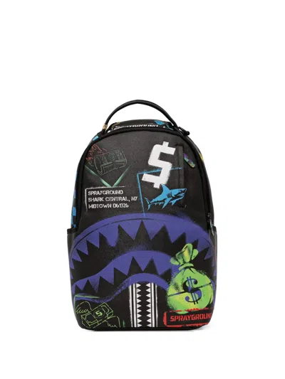 Sprayground Shark-print Backpack In Black