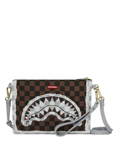 Sprayground Shark-print Clutch Bag In Brown