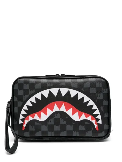 Sprayground Shark-teeth Wash Bag In Black