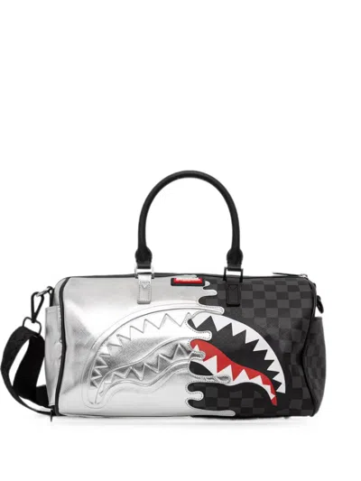 Sprayground Shark-mouth Checkerboard Holdall In Silver