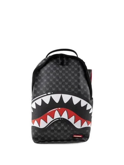 Sprayground Shark-mouth Checkerboard-print Backpack In Black