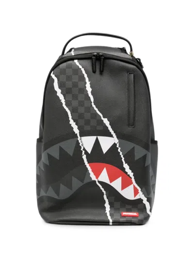 Sprayground Shark-print Checkered Backpack In Multi