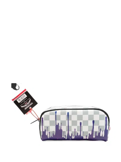 Sprayground Shark-print Checkered Wash Bag In Pink