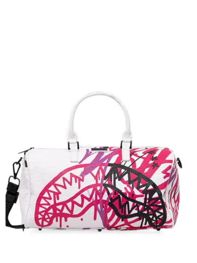 Sprayground Shark-print Holdall Bag In White