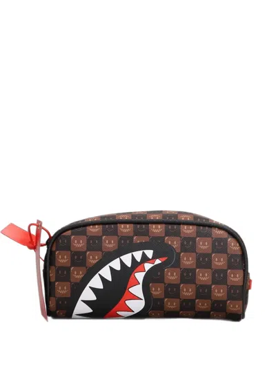 Sprayground Sharks In Paris Grin & Grind Clutch Bag In Brown