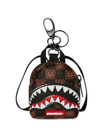 Sprayground Sharks In Paris Grin & Grind Keychain In Brown