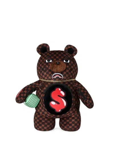 Sprayground Sharks In Paris Moneybear Check-print Backpack In Brown