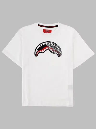 Sprayground Sketch Shark White Over T-shirt In Multicolor