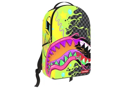 Pre-owned Sprayground Slime Dime (dlxsv) Backpack In Black/grey/green