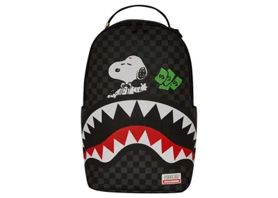 Pre-owned Sprayground Snoopy Top Shark Money Dlxsv Backpack In Black/grey In Multi