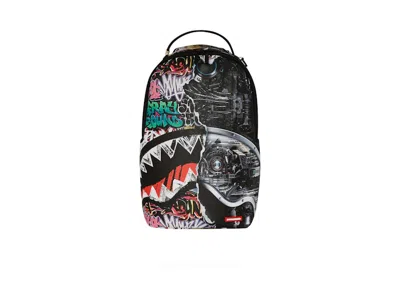 Pre-owned Sprayground Split Cybershark Dlxsv Backpack In Black