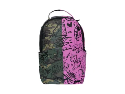 Pre-owned Sprayground Split Pink And Camo Dlx Backpack In Multi