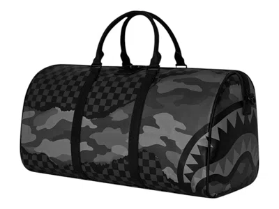 Pre-owned Sprayground Split Up Camo Tear Duffle Large In Black Grey