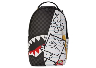 Pre-owned Sprayground Sponge Bob Doodle Reveal Backpack In Grey/white
