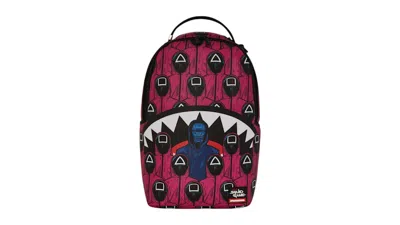 Pre-owned Sprayground Squid Game Collab Front Man & Pink Guard Sharks Backpack In Multi
