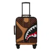 Sprayground Hennyville Checked-shark Suitcase In Brown