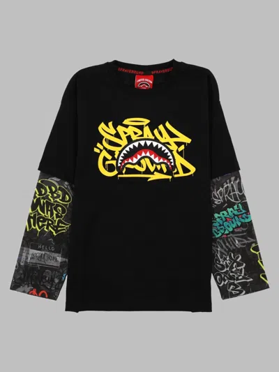 Sprayground Tag Print Double-layer Mini T-shirt In Black
