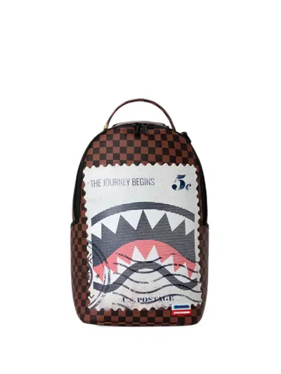 Sprayground Usps Shark Stamp Graphic-print Backpack In Brown