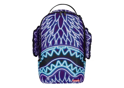 Pre-owned Sprayground Wings Of The Neon Slayer Dlx Backpack In Purple/blue In Multi