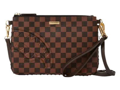 Pre-owned Sprayground Women's  Core Emboss Check Pouchette Pouchette In Black Brown