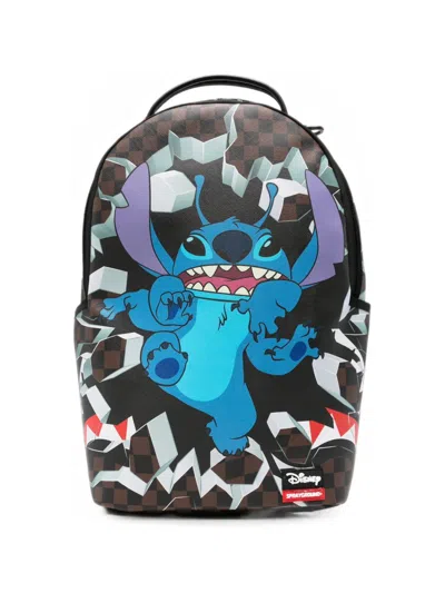 Sprayground X 디즈니 체크 프린트 백팩 In Blue